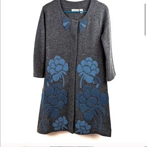 Anthropologie blue & grey merino wool snap jacket